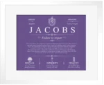 Jacobs family name origin and history in Purple with White Matte Frame Jacobs family name origin and history in Purple with White Matte Frame