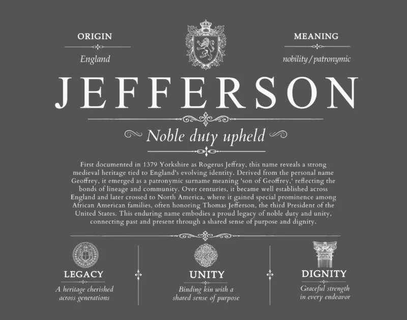 Jefferson surname meaning and heritage in Gray