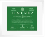 Jimenez personalized surname meaning in Dark Green with White Matte Frame