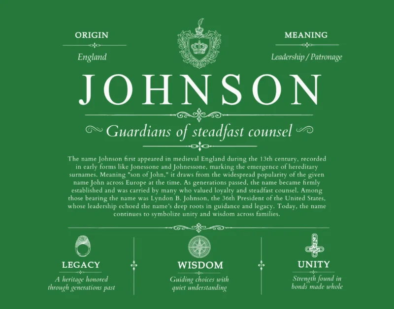 Johnson surname history and heritage in Dark Green