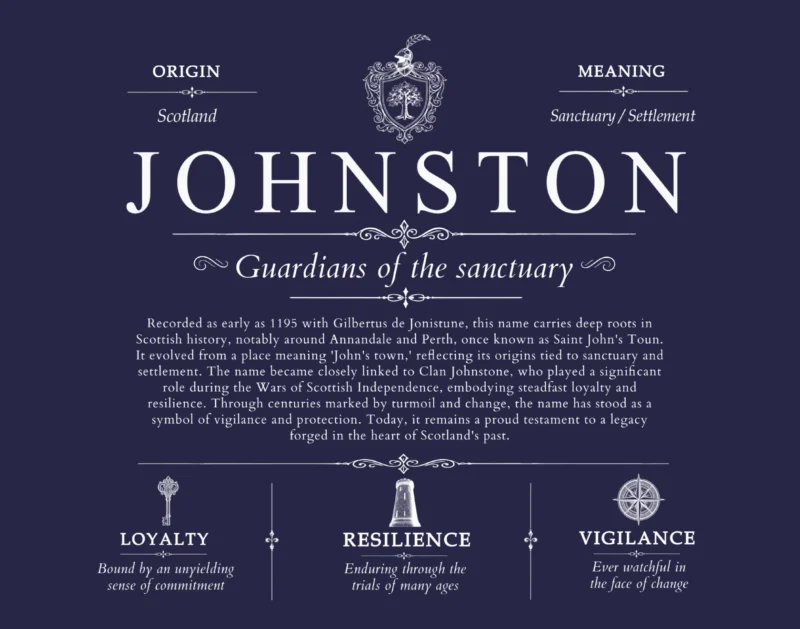 Johnston personalized family surname in Navy Blue