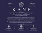 Kane family name heritage in Navy Blue Kane family name heritage in Navy Blue