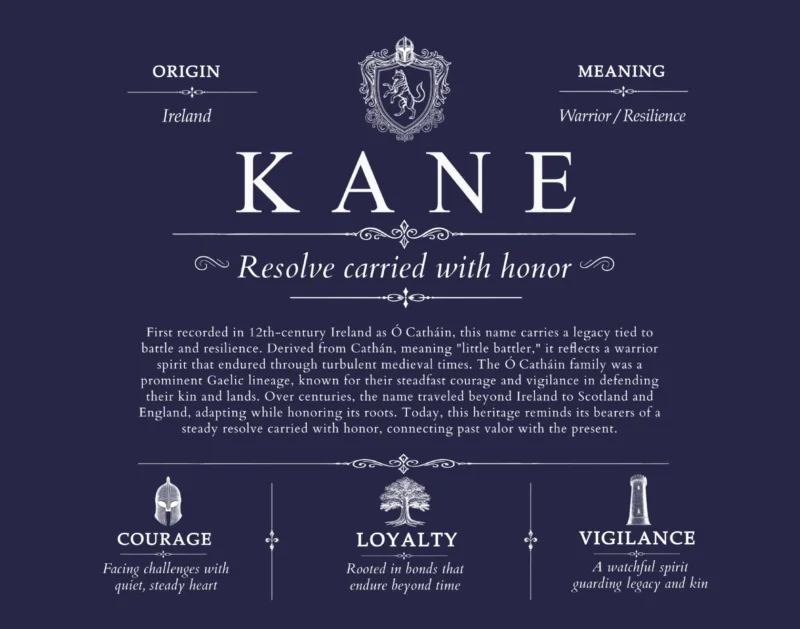Kane family name heritage in Navy Blue
