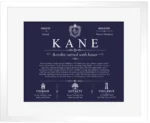 Kane family name heritage in Navy Blue with White Matte Frame Kane family name heritage in Navy Blue with White Matte Frame