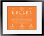 Keller surname history and family heritage in Orange with Black Matte Frame