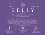 Kelly surname origin and family heritage in Purple