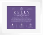 Kelly surname origin and family heritage in Purple with White Matte Frame