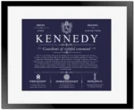 Kennedy surname meaning origin and heritage in Navy Blue with Black Matte Frame