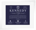 Kennedy surname meaning origin and heritage in Navy Blue with White Matte Frame