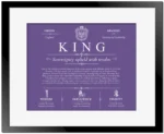 King surname history and family heritage in Purple with Black Matte Frame