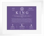 King surname history and family heritage in Purple with White Matte Frame King surname history and family heritage in Purple with White Matte Frame