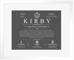 Kirby last name meaning and origin in Gray with White Matte Frame Kirby last name meaning and origin in Gray with White Matte Frame