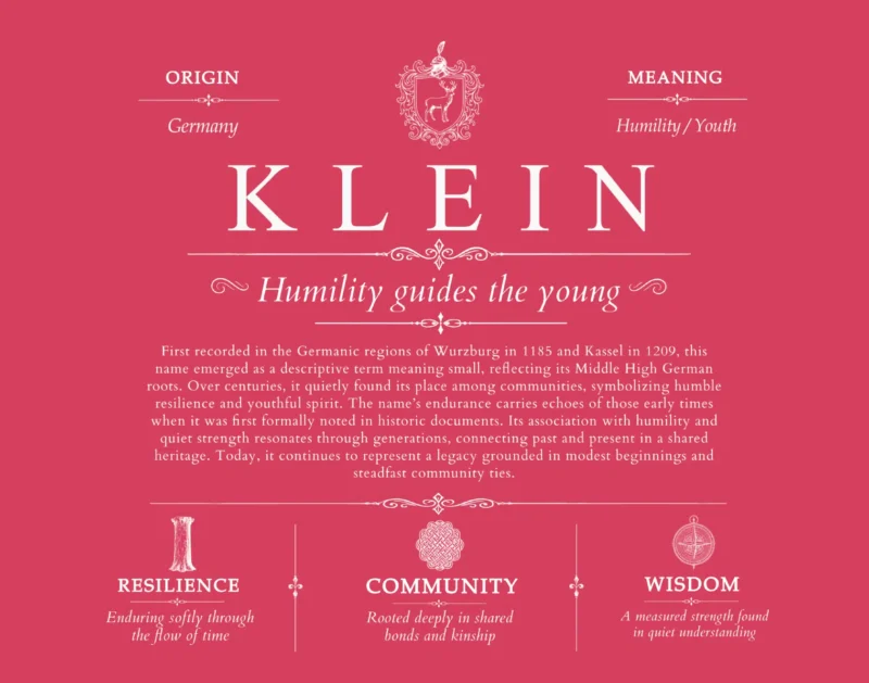 Klein surname meaning origin and heritage in Red
