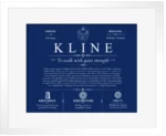 Kline personalized surname meaning in Deep Blue with White Matte Frame