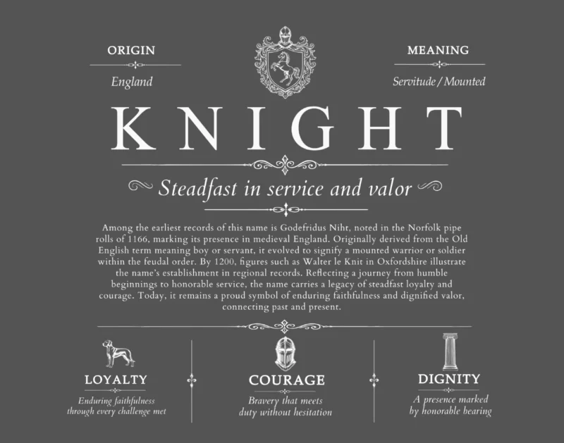Knight personalized last name meaning in Gray