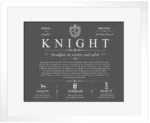 Knight personalized last name meaning in Gray with White Matte Frame