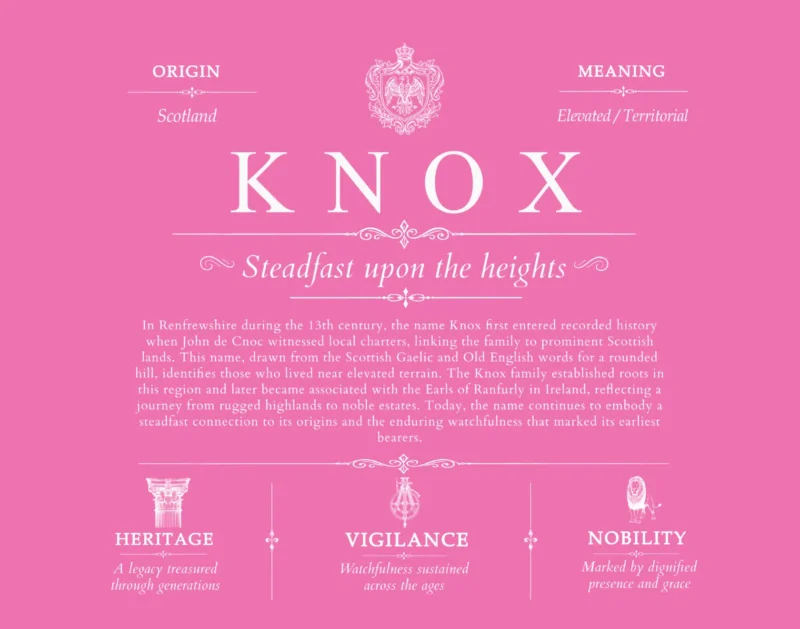 Knox surname heritage and history in Pink