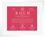 Koch surname origin and history in Red with White Matte Frame Koch surname origin and history in Red with White Matte Frame