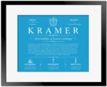 Kramer personalized surname meaning in Blue with Black Matte Frame