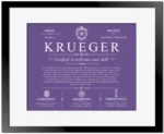 Krueger personalized family surname in Purple with Black Matte Frame