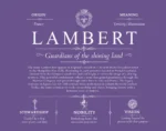 Lambert family name meaning and history in Purple