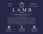 Lamb personalized last name meaning in Navy Blue