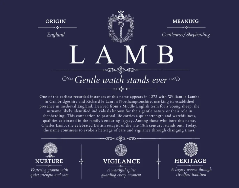 Lamb personalized last name meaning in Navy Blue