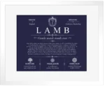 Lamb personalized last name meaning in Navy Blue with White Matte Frame