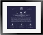 Lam surname meaning and heritage in Navy Blue with Black Matte Frame