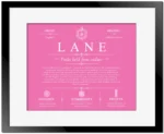 Lane surname origin and history in Pink with Black Matte Frame
