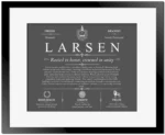 Larsen surname origin and family heritage in Gray with Black Matte Frame