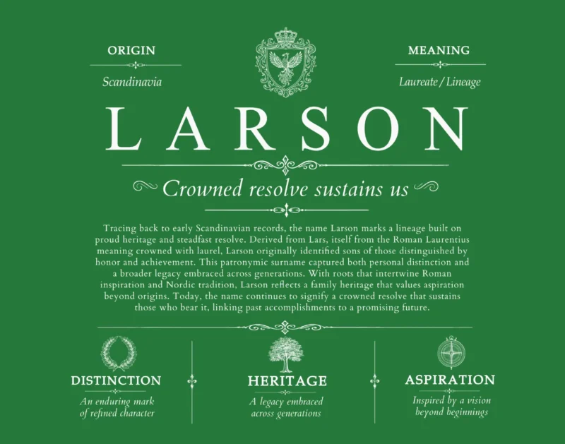Larson personalized family surname in Dark Green
