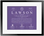 Lawson personalized surname meaning in Purple with Black Matte Frame