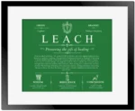 Leach family name origin and history in Dark Green with Black Matte Frame