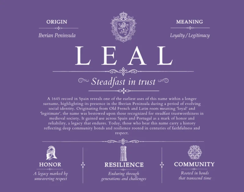 Leal family name heritage in Purple
