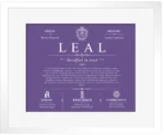 Leal family name heritage in Purple with White Matte Frame