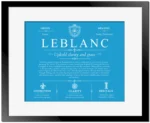 Leblanc family name meaning and history in Blue with Black Matte Frame