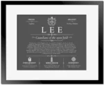 Lee personalized last name meaning in Gray with Black Matte Frame