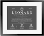 Leonard personalized last name meaning in Gray with Black Matte Frame