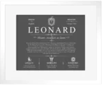 Leonard personalized last name meaning in Gray with White Matte Frame