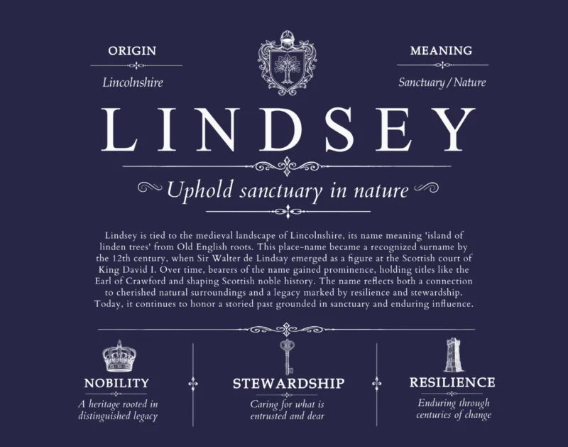 Lindsey last name origin and heritage in Navy Blue