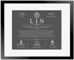 Lin surname meaning and origin in Gray with Black Matte Frame
