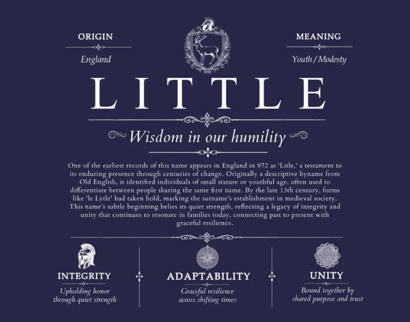 Little family name origin and history in Navy Blue