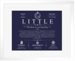 Little family name origin and history in Navy Blue with White Matte Frame