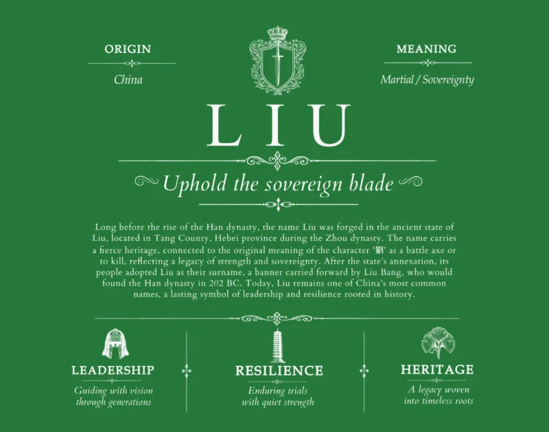 Liu personalized last name meaning in Dark Green