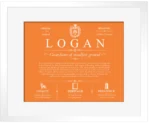 Logan personalized surname meaning in Orange with White Matte Frame Logan personalized surname meaning in Orange with White Matte Frame