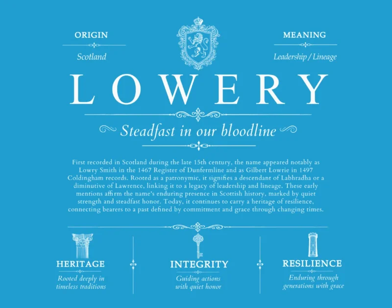 Lowery last name meaning and origin in Blue