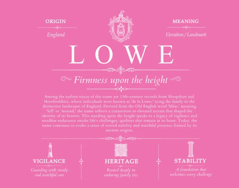 Lowe last name meaning and origin in Pink