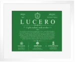 Lucero family name history in Dark Green with White Matte Frame