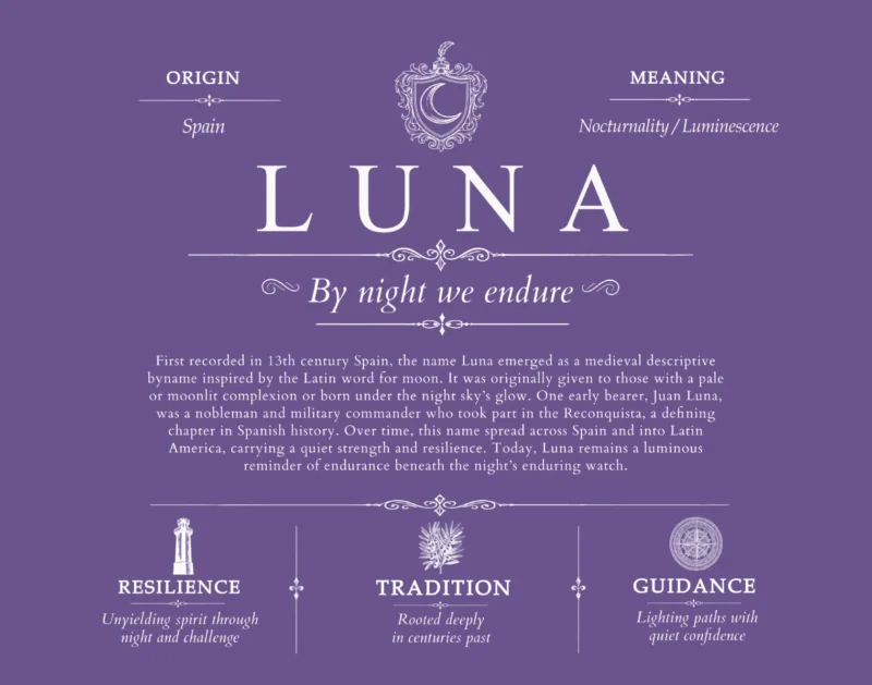 Luna surname history and family heritage in Purple
